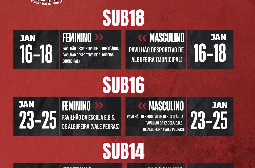 Basquetebol Fases Finais Regionais 2025-2026 Sub18, Sub14 e Sub16 Albufeira